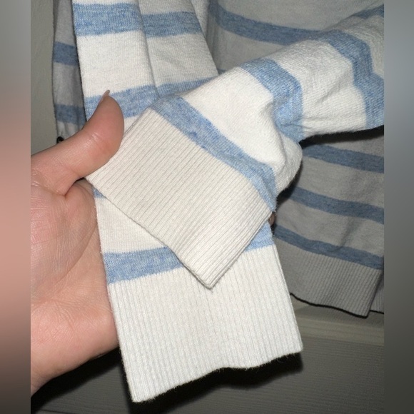 Fat Face women’s blue striped side button sweater 8 nautical beach cotton - Picture 4 of 9